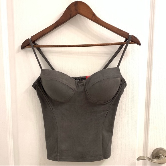 Guess suede bustier top Grey - Picture 2 of 7